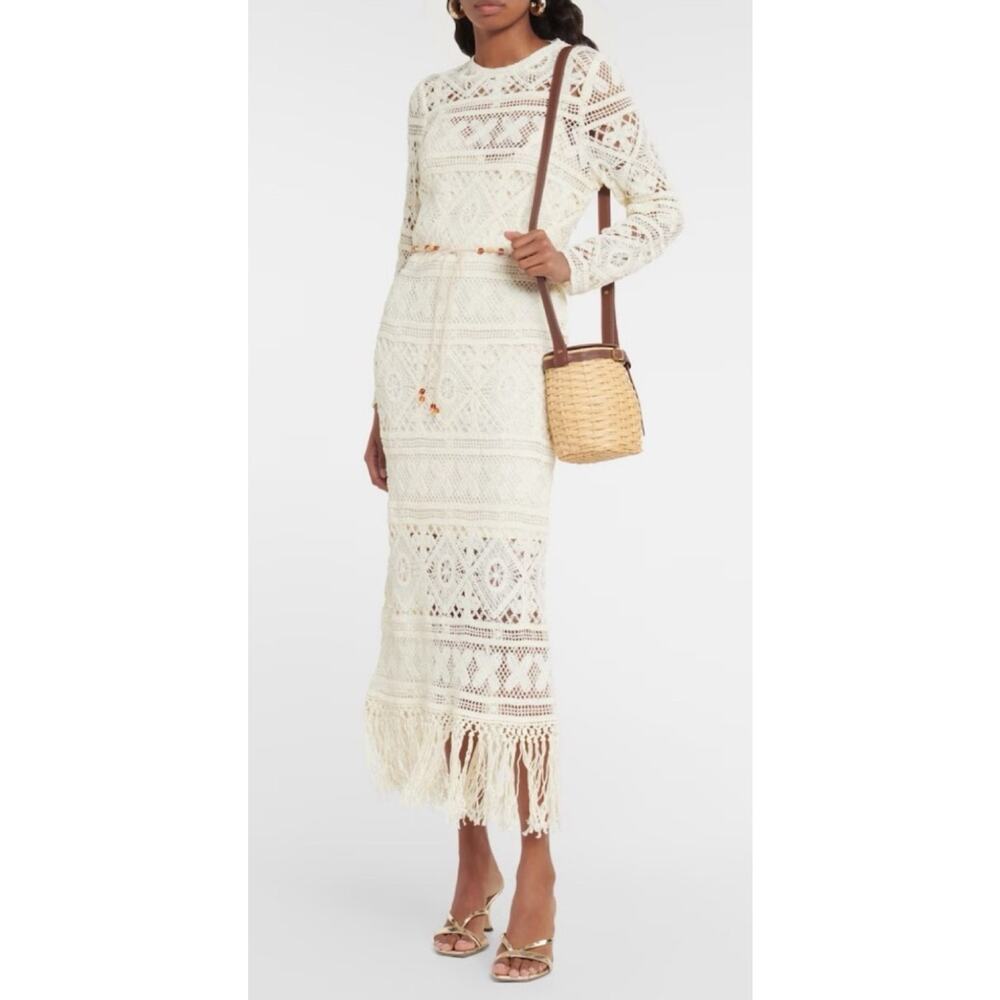 $1000 Zimmermann Cira Ribbon Lace Midi Dress Ivory US Sz 4 P Small Resort - Picture 3 of 16
